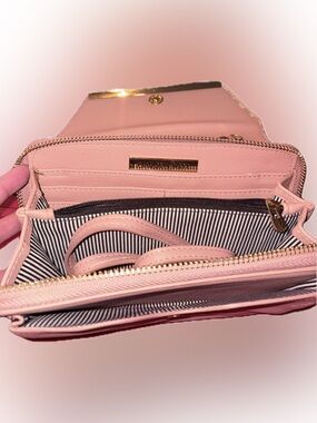 Madison West Pink Leather Crossbody Wallet
